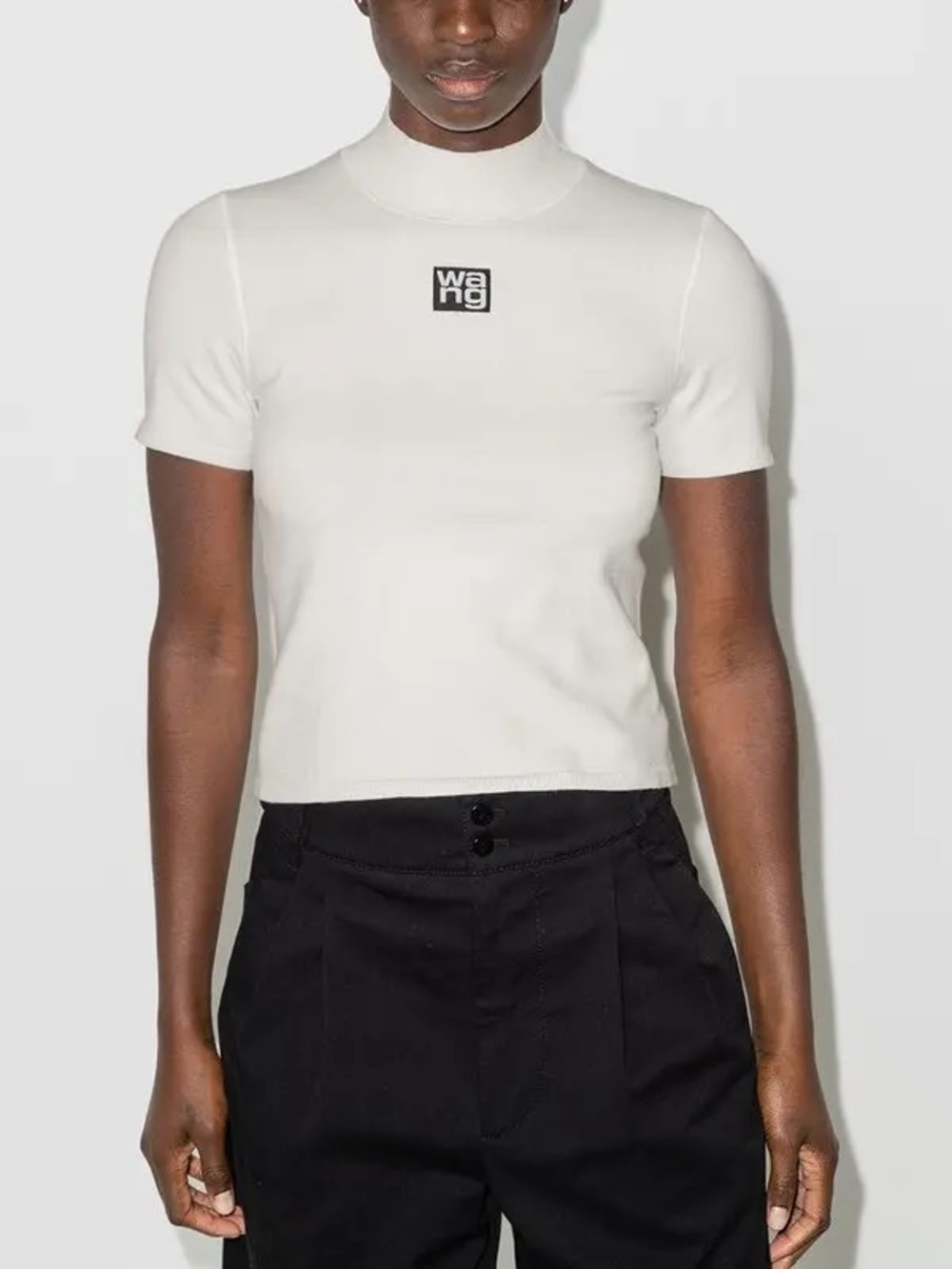 Alexander Wang Logo-Patch Mock Neck Body-Con Top XS